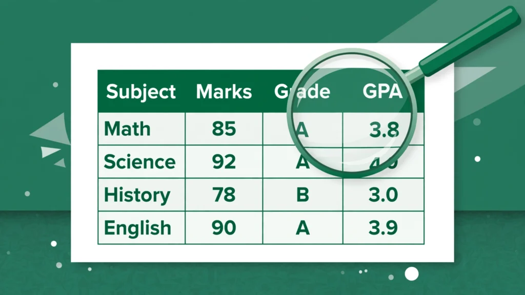 HSC result marksheet with subject marks